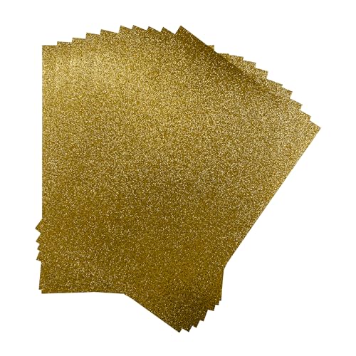 Packung mit 100 goldfarbenen Glitzerkartons, A4, 230 g/m² von Janrax