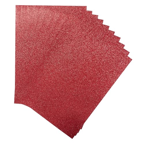 Packung mit 100 roten Glitzerkartons, A4, 230 g/m² von Janrax