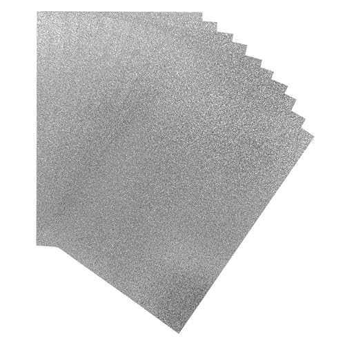 Packung mit 100 silberfarbenen Glitzer-Kartons, A4, 230 g/m² von Janrax