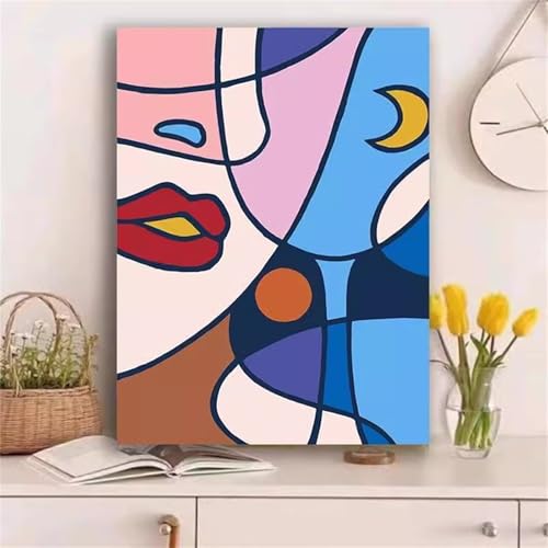 Januave Malen Nach Zahlen Erwachsene,Abstrakte Frau Paint by Numbers Malen Nach Zahlen,DIY 3 -Pinseln und Acrylfarben Leinwand Handgemalt Ölgemälde für Home Décor(Ohne Rahmen) 60x75cm von Januave
