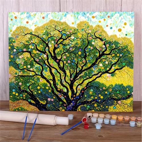 Januave Malen Nach Zahlen Erwachsene,Abstrakter Baum Paint by Numbers Malen Nach Zahlen,DIY 3 -Pinseln und Acrylfarben Leinwand Handgemalt Ölgemälde für Home Décor(mit rahmen) 60x75cm von Januave