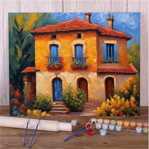 Januave Malen Nach Zahlen Erwachsene,Architektur Blumen Paint by Numbers Malen Nach Zahlen,DIY 3 -Pinseln und Acrylfarben Leinwand Handgemalt Ölgemälde für Home Décor(Ohne Rahmen) 30x40cm von Januave