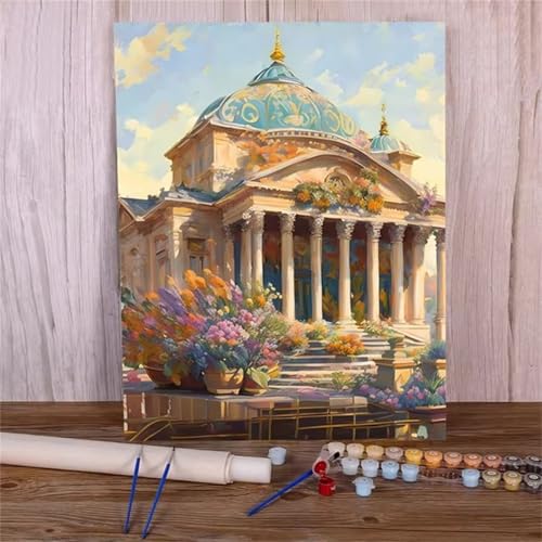 Januave Malen Nach Zahlen Erwachsene,Architektur DIY Handgemalt Ölgemälde Leinwand Kits mit Pinsels und Acrylfarbe Als Geschenke und Heimdekoration(Ohne Rahmen) 30x40cm von Januave