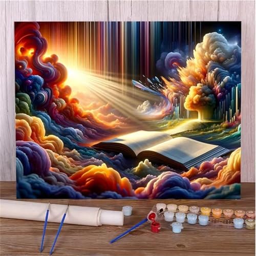 Januave Malen Nach Zahlen Erwachsene,Aurora-Farbe Paint by Numbers Malen Nach Zahlen,DIY 3 -Pinseln und Acrylfarben Leinwand Handgemalt Ölgemälde für Home Décor(mit rahmen) 45x60cm von Januave