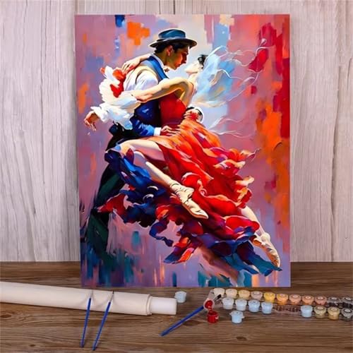 Januave Malen Nach Zahlen Erwachsene,Balletttänzerin Paint by Numbers Malen Nach Zahlen,DIY 3 -Pinseln und Acrylfarben Leinwand Handgemalt Ölgemälde für Home Décor(mit rahmen) 40x50cm von Januave