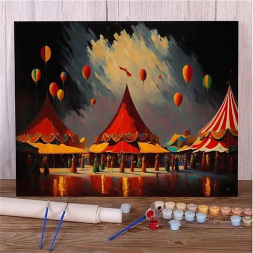 Januave Malen Nach Zahlen Erwachsene,Ballonstadt Paint by Numbers Malen Nach Zahlen,DIY 3 -Pinseln und Acrylfarben Leinwand Handgemalt Ölgemälde für Home Décor(mit rahmen) 60x75cm von Januave