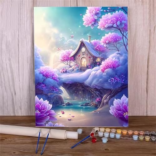 Januave Malen Nach Zahlen Erwachsene,Dachbodenpfingstrose DIY Handgemalt Ölgemälde Leinwand Kits mit Pinsels und Acrylfarbe Als Geschenke und Heimdekoration(Ohne Rahmen) 30x40cm von Januave