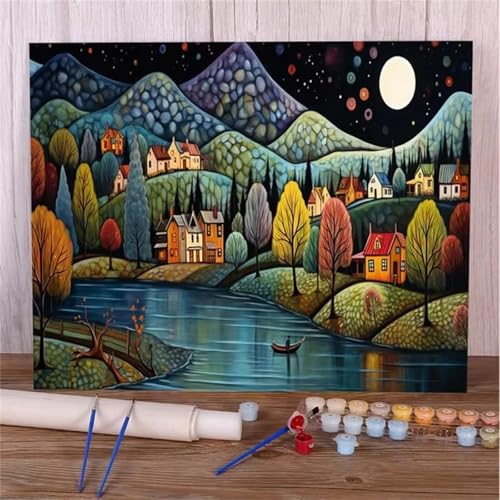 Januave Malen Nach Zahlen Erwachsene,Dorffluss Paint by Numbers Malen nach Zahlen,mit rahmen DIY Pinseln und Acrylfarben Handgemalt Ölgemälde Leinwand Bastelset Kit für Home Wand Dekor 60x75cm Januave Malen Nach Zahlen Erwachsene,Dorffluss Paint by Numbers Malen nach Zahlen,mit rahmen DIY Pinseln und Acrylfarben Handgemalt Ölgemälde Leinwand Bastelset Kit für Home Wand Dekor 60x75cm von Januave