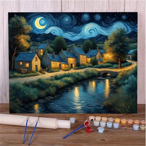 Januave Malen Nach Zahlen Erwachsene,Dorfnachtszene Paint by Numbers Malen nach Zahlen,Ohne Rahmen DIY Pinseln und Acrylfarben Handgemalt Ölgemälde Leinwand Bastelset Kit für Home Wand Dekor 40x50cm Januave Malen Nach Zahlen Erwachsene,Dorfnachtszene Paint by Numbers Malen nach Zahlen,Ohne Rahmen DIY Pinseln und Acrylfarben Handgemalt Ölgemälde Leinwand Bastelset Kit für Home Wand Dekor 40x50cm von Januave