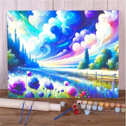Januave Malen Nach Zahlen Erwachsene,Glückverheißenden Wolken DIY Handgemalt Ölgemälde Leinwand Kits mit Pinsels und Acrylfarbe Als Geschenke und Heimdekoration(Ohne Rahmen) 40x50cm von Januave