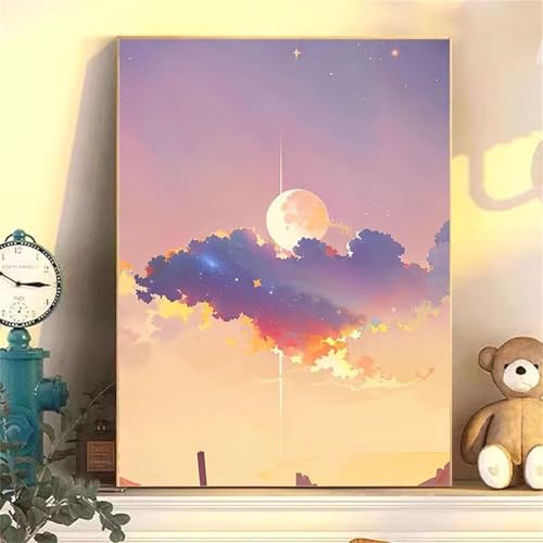 Januave Malen Nach Zahlen Erwachsene,Süße dunkle Wolken DIY Handgemalt Ölgemälde Leinwand Kits mit Pinsels und Acrylfarbe Als Geschenke und Heimdekoration(Ohne Rahmen) 30x40cm von Januave