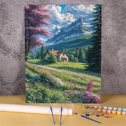 Januave Malen Nach Zahlen Erwachsene,Taldschungel DIY Handgemalt Ölgemälde Leinwand Kit für Anfänger,Paint by Numbers mit Pinseln und Acrylfarbe für Geschenke und Wand Dekor 30x40cm(mit rahmen) von Januave