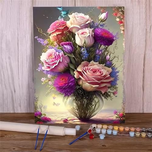 Januave Malen Nach Zahlen Erwachsene,Vase Rose Paint by Numbers Malen nach Zahlen,mit rahmen DIY Pinseln und Acrylfarben Handgemalt Ölgemälde Leinwand Bastelset Kit für Home Wand Dekor 60x75cm Januave Malen Nach Zahlen Erwachsene,Vase Rose Paint by Numbers Malen nach Zahlen,mit rahmen DIY Pinseln und Acrylfarben Handgemalt Ölgemälde Leinwand Bastelset Kit für Home Wand Dekor 60x75cm von Januave