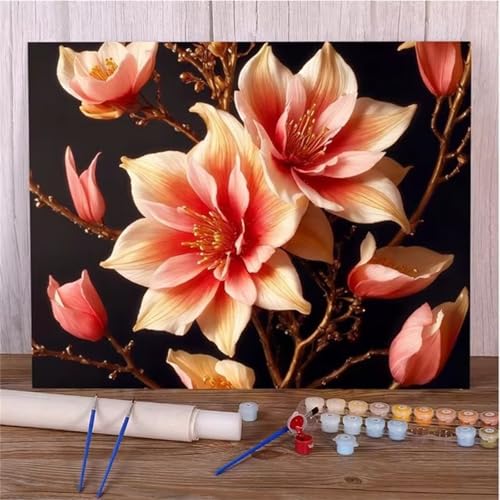 Januave Malen Nach Zahlen Erwachsene,Zweig Blume DIY Handgemalt Ölgemälde Leinwand Kits mit Pinsels und Acrylfarbe Als Geschenke und Heimdekoration(mit rahmen) 30x40cm von Januave