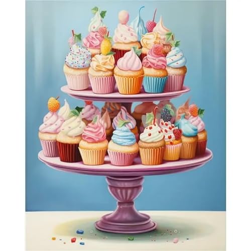 Januave Torte Malen Nach Zahlen Erwachsene,DIY Malen nach Zahlen Kits auf Leinwand Acrylmalerei nach Zahlen mit Pinseln Leinwand Geschenke Kunsthandwerk Frameless,45x60cm von Januave