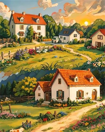 Paint by Number for Adults,House Flower Acrylic Oil Painting by Numbers Kits for Beginner,with Brushes with frame DIY Canvas Art Painting for Home Wall Decor Gift 45x60cm Paint by Number for Adults,House Flower Acrylic Oil Painting by Numbers Kits for Beginner,with Brushes with frame DIY Canvas Art Painting for Home Wall Decor Gift 45x60cm von Januave