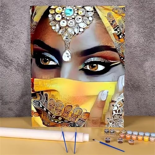 Paint by Number for Adults,Indian Woman Acrylic Oil Painting by Numbers Kits for Beginner,with Brushes with frame DIY Canvas Art Painting for Home Wall Decor Gift 40x50cm Paint by Number for Adults,Indian Woman Acrylic Oil Painting by Numbers Kits for Beginner,with Brushes with frame DIY Canvas Art Painting for Home Wall Decor Gift 40x50cm von Januave