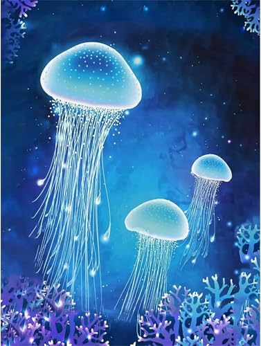 Paint by Number for Adults,Jellyfish Ocean Acrylic Oil Painting by Numbers Kits for Beginner,with Brushes with frame DIY Canvas Art Painting for Home Wall Decor Gift 30x40cm Paint by Number for Adults,Jellyfish Ocean Acrylic Oil Painting by Numbers Kits for Beginner,with Brushes with frame DIY Canvas Art Painting for Home Wall Decor Gift 30x40cm von Januave