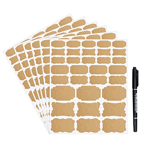 Kraft-Etiketten, blanko, Aufkleber, 192 Stück, sortiert, selbstklebende Aufkleber mit Marker für Geschenke, Dekoration, Aufbewahrung, Flaschen, Gläser, Lebensmittelbehälter, Handarbeit, DIY Projekt Kraft-Etiketten, blanko, Aufkleber, 192 Stück, sortiert, selbstklebende Aufkleber mit Marker für Geschenke, Dekoration, Aufbewahrung, Flaschen, Gläser, Lebensmittelbehälter, Handarbeit, DIY Projekt von JaoNanl