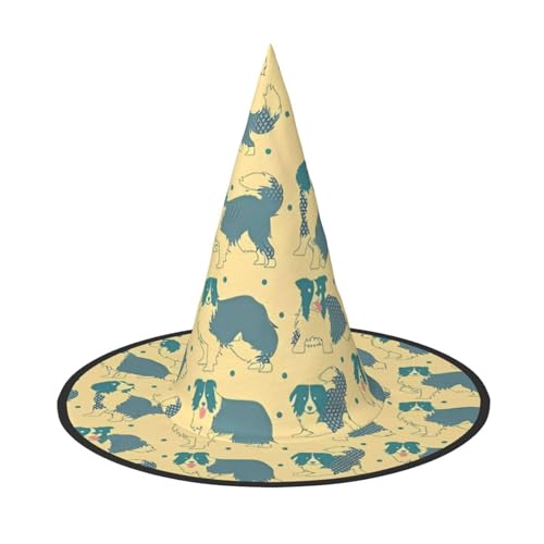 Border Collie Muster Halloween Hut - Erwachsene Kostüm Zubehör für Party & Maskerade, Perfekt für Halloween, Karneval, Cosplay Border Collie Muster Halloween Hut - Erwachsene Kostüm Zubehör für Party & Maskerade, Perfekt für Halloween, Karneval, Cosplay von JaoXer
