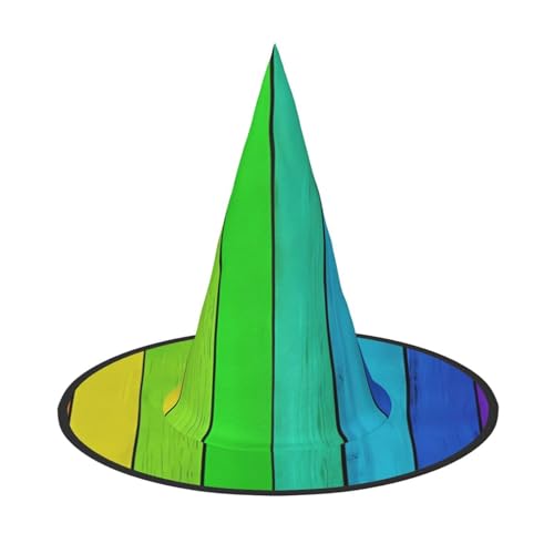 JaoXer Halloween-Hut mit Holzhintergrund in Regenbogenfarben, Kostümzubehör für Erwachsene für Party und Maskerade, perfekt für Halloween, Karneval, Cosplay JaoXer Halloween-Hut mit Holzhintergrund in Regenbogenfarben, Kostümzubehör für Erwachsene für Party und Maskerade, perfekt für Halloween, Karneval, Cosplay von JaoXer