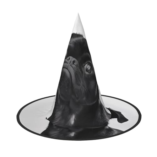 JaoXer Niedlicher schwarzer Mops-Hund Halloween Hut - Erwachsenenkostüm-Zubehör für Party & Maskerade, perfekt für Halloween, Karneval, Cosplay von JaoXer