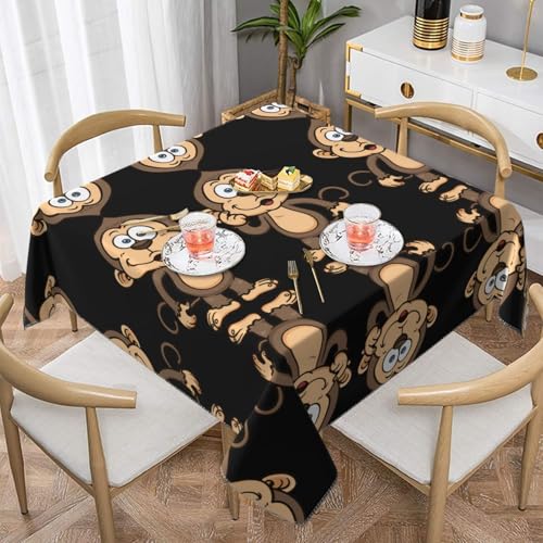 JaoXer Quadratische Tischdecke mit Affen-Aufdruck – perfekt für drinnen und draußen, Esstisch, Couchtisch und Bürokonferenzen JaoXer Quadratische Tischdecke mit Affen-Aufdruck – perfekt für drinnen und draußen, Esstisch, Couchtisch und Bürokonferenzen von JaoXer