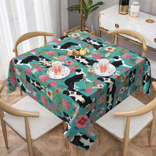JaoXer Quadratische Tischdecke mit Border Collie-Blumendruck, perfekt für drinnen und draußen, Esstisch, Couchtisch und Bürokonferenzen JaoXer Quadratische Tischdecke mit Border Collie-Blumendruck, perfekt für drinnen und draußen, Esstisch, Couchtisch und Bürokonferenzen von JaoXer