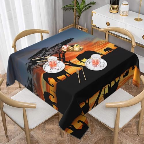JaoXer Quadratische Tischdecke mit afrikanischem Elefanten-Druck, perfekt für drinnen und draußen, Esstisch, Couchtisch und Bürokonferenzen von JaoXer