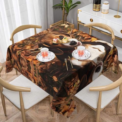 JaoXer Quadratische Tischdecke mit niedlichem Hunde-Aufdruck – perfekt für drinnen und draußen, Esstisch, Couchtisch und Bürokonferenzen von JaoXer