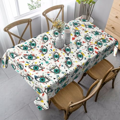JaoXer Rechteckige Tischdecke mit Augenaufdruck, waschbar, klassische Küchendekoration für Esstisch, Tischplatte, Party-Tischdecken von JaoXer