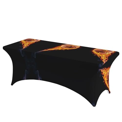JaoXer Rechteckige Tischdecke mit Basketball auf Feuer, abwischbar, dehnbar, langlebig, für den Innen- und Außenbereich JaoXer Rechteckige Tischdecke mit Basketball auf Feuer, abwischbar, dehnbar, langlebig, für den Innen- und Außenbereich von JaoXer