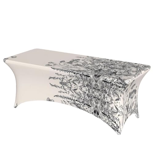 JaoXer Rechteckige Tischdecke mit Blumenkräuter-Gravur, abwischbar, dehnbar, langlebig, für den Innen- und Außenbereich JaoXer Rechteckige Tischdecke mit Blumenkräuter-Gravur, abwischbar, dehnbar, langlebig, für den Innen- und Außenbereich von JaoXer