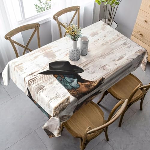 JaoXer Rechteckige Tischdecke mit Cowboyhut und Stiefeln, waschbar, klassische Küchendekoration für Esstisch, Tischplatte, Party-Tischdecken JaoXer Rechteckige Tischdecke mit Cowboyhut und Stiefeln, waschbar, klassische Küchendekoration für Esstisch, Tischplatte, Party-Tischdecken von JaoXer