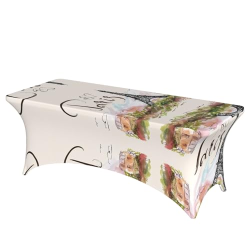 JaoXer Rechteckige Tischdecke mit Eiffelturm-Druck, abwischbar, dehnbar, langlebig, für den Innen- und Außenbereich JaoXer Rechteckige Tischdecke mit Eiffelturm-Druck, abwischbar, dehnbar, langlebig, für den Innen- und Außenbereich von JaoXer