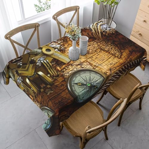 JaoXer Rechteckige Tischdecke mit Kompass- und Alte-Weltkarten-Druck, waschbar, klassische Küchendekoration für Esstisch, Tischplatte, Party-Tischdecken JaoXer Rechteckige Tischdecke mit Kompass- und Alte-Weltkarten-Druck, waschbar, klassische Küchendekoration für Esstisch, Tischplatte, Party-Tischdecken von JaoXer