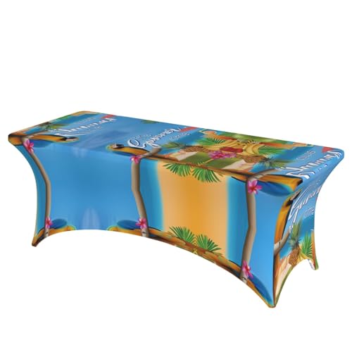 JaoXer Rechteckige Tischdecke mit Papageien-Ananas-Motiv, abwischbar, dehnbar, langlebig, für den Innen- und Außenbereich JaoXer Rechteckige Tischdecke mit Papageien-Ananas-Motiv, abwischbar, dehnbar, langlebig, für den Innen- und Außenbereich von JaoXer