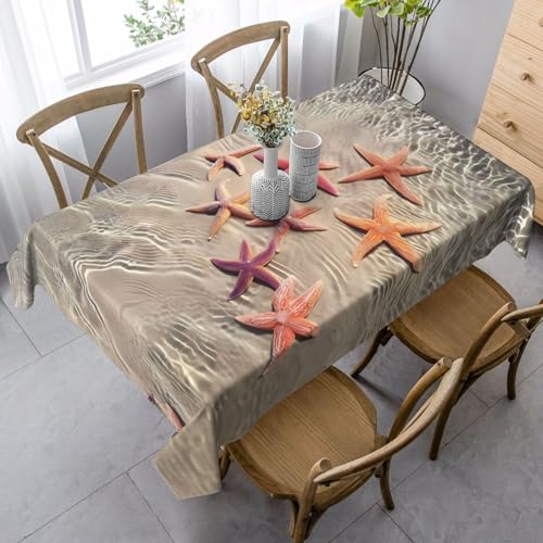 JaoXer Rechteckige Tischdecke mit Seestern-Motiv, waschbar, klassische Küchendekoration für Esstisch, Tischplatte, Party-Tischdecken von JaoXer
