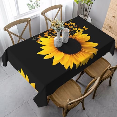 JaoXer Rechteckige Tischdecke mit Sonnenblumen-Motiv und Schmetterlingen, waschbar, klassische Küchendekoration für Esstisch, Tischplatte, Party-Tischdecken JaoXer Rechteckige Tischdecke mit Sonnenblumen-Motiv und Schmetterlingen, waschbar, klassische Küchendekoration für Esstisch, Tischplatte, Party-Tischdecken von JaoXer