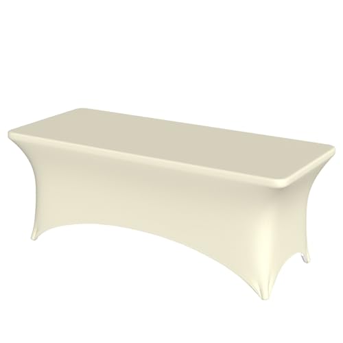 JaoXer Rechteckige Tischdecke mit cremefarbenem Druck, abwischbar, dehnbar, strapazierfähig, für den Innen- und Außenbereich JaoXer Rechteckige Tischdecke mit cremefarbenem Druck, abwischbar, dehnbar, strapazierfähig, für den Innen- und Außenbereich von JaoXer