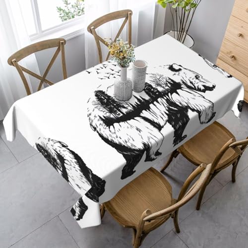 JaoXer Rechteckige Tischdecke mit handgezeichnetem Bär, waschbar, klassische Küchendekoration für Esstisch, Tischplatte, Party-Tischdecken JaoXer Rechteckige Tischdecke mit handgezeichnetem Bär, waschbar, klassische Küchendekoration für Esstisch, Tischplatte, Party-Tischdecken von JaoXer