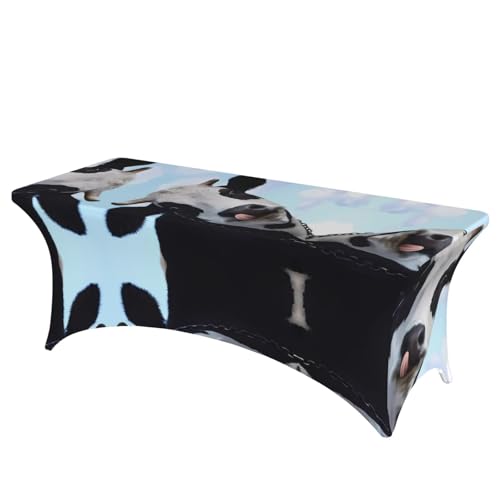 JaoXer Rechteckige Tischdecke mit niedlichem Kuhdruck, abwischbar, dehnbar, langlebig, für den Innen- und Außenbereich JaoXer Rechteckige Tischdecke mit niedlichem Kuhdruck, abwischbar, dehnbar, langlebig, für den Innen- und Außenbereich von JaoXer