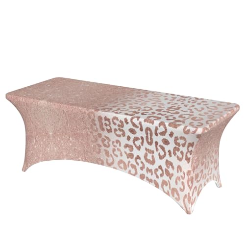 JaoXer Rechteckige Tischdecke mit rotgoldenem Glitzer-Druck, abwischbar, dehnbar, langlebig, für den Innen- und Außenbereich JaoXer Rechteckige Tischdecke mit rotgoldenem Glitzer-Druck, abwischbar, dehnbar, langlebig, für den Innen- und Außenbereich von JaoXer