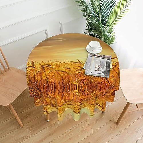 JaoXer Runde Tischdecke mit Weizenfeld, Esstischabdeckung für Esszimmer, Bürotreffen und Feiertage, 152,4 cm Couchtischdecke von JaoXer