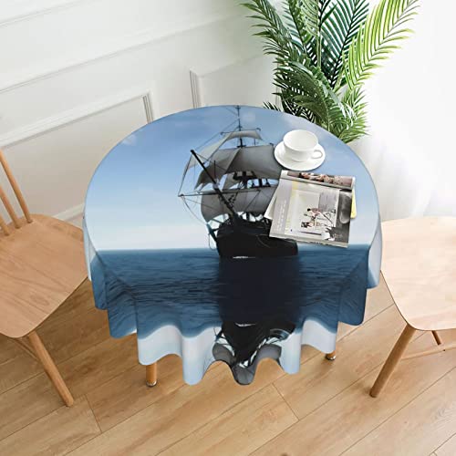 JaoXer Runde Tischdecke mit altem Segelschiff, Esstischabdeckung für Esszimmer, Bürotreffen und Feiertage, 152,4 cm Couchtischdecke JaoXer Runde Tischdecke mit altem Segelschiff, Esstischabdeckung für Esszimmer, Bürotreffen und Feiertage, 152,4 cm Couchtischdecke von JaoXer