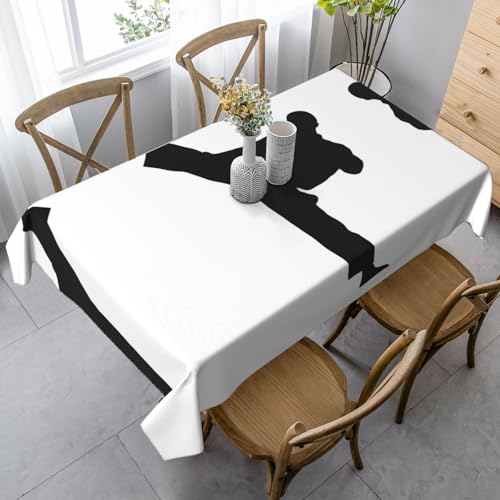 JaoXer Taekwondo rechteckige Tischdecke mit Kampfkunstdruck, waschbar, klassische Küchendekoration für Esstisch, Tischplatte, Party-Tischdecken von JaoXer