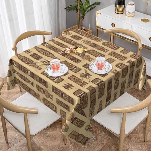 Quadratische Tischdecke mit Aloha-Tiki-Muster im Vintage-Stil, perfekt für drinnen und draußen, Esstisch, Couchtisch und Bürokonferenzen Quadratische Tischdecke mit Aloha-Tiki-Muster im Vintage-Stil, perfekt für drinnen und draußen, Esstisch, Couchtisch und Bürokonferenzen von JaoXer