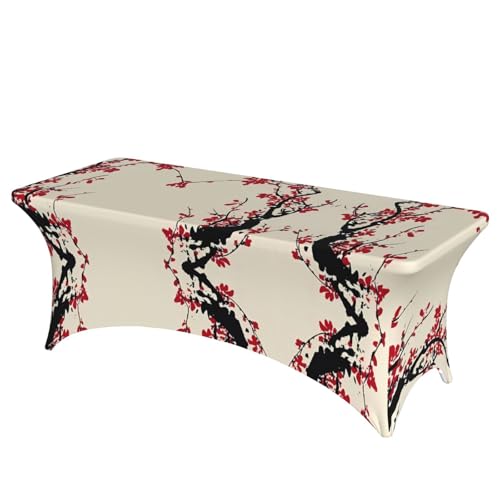 Rechteckige Tischdecke mit japanischem Kirschblüten-Druck, abwischbar, dehnbar, langlebig, für den Innen- und Außenbereich Rechteckige Tischdecke mit japanischem Kirschblüten-Druck, abwischbar, dehnbar, langlebig, für den Innen- und Außenbereich von JaoXer