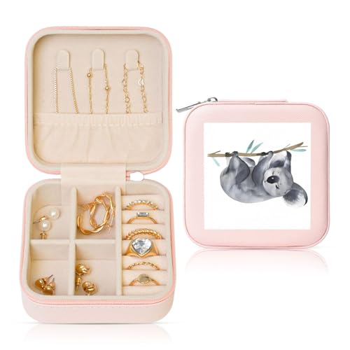 Schmuckschatulle aus Leder, quadratisch, tragbar, lustig, Koalas-Druck, ideal als Geburtstags- und Valentinstagsgeschenk Schmuckschatulle aus Leder, quadratisch, tragbar, lustig, Koalas-Druck, ideal als Geburtstags- und Valentinstagsgeschenk von JaoXer