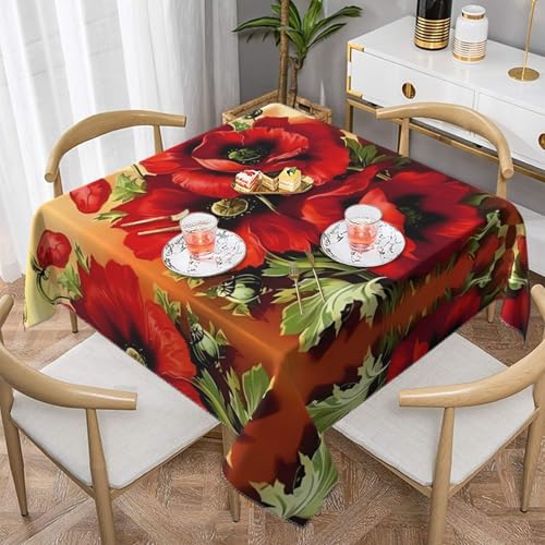 Schöne quadratische Tischdecke mit rotem Mohnblumen-Druck, perfekt für drinnen und draußen, Esstisch, Couchtisch und Bürokonferenzen Schöne quadratische Tischdecke mit rotem Mohnblumen-Druck, perfekt für drinnen und draußen, Esstisch, Couchtisch und Bürokonferenzen von JaoXer